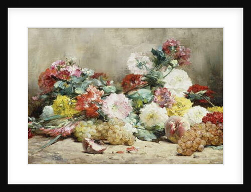 Carnations, Roses, Grapes and Peaches, by Georges Jeannin