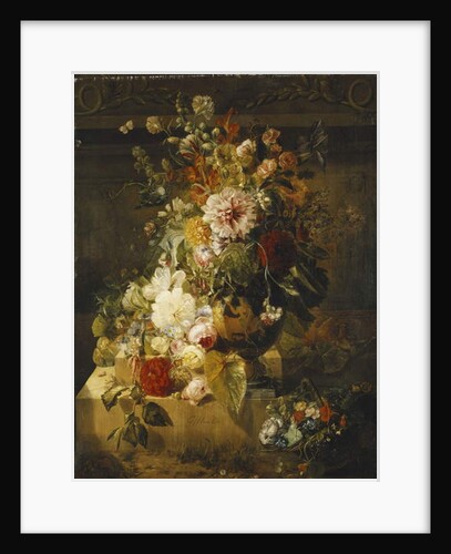 Roses, Convolvuli, Carnations, Hollyhocks, Peonies, Lilac and Other Flowers in a Vase by Georgius Jacobus Johannes van Os
