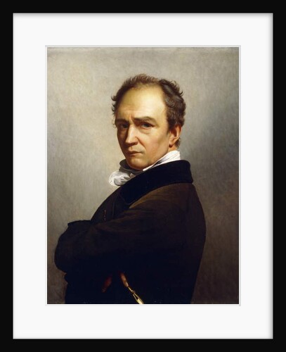 A Self-Portrait of the Artist, Half Length Wearing a Dark Brown Jacket with a Black Velvet Collar by Francois Joseph Navez