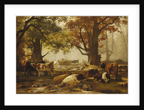 Cattle in a Wooded River Landscape by Auguste Francois Bonheur