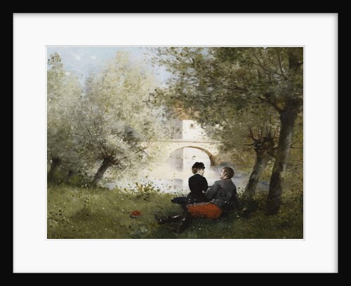 Along the River; Au Bord de la Riviere by Jules Frederic Ballavoine