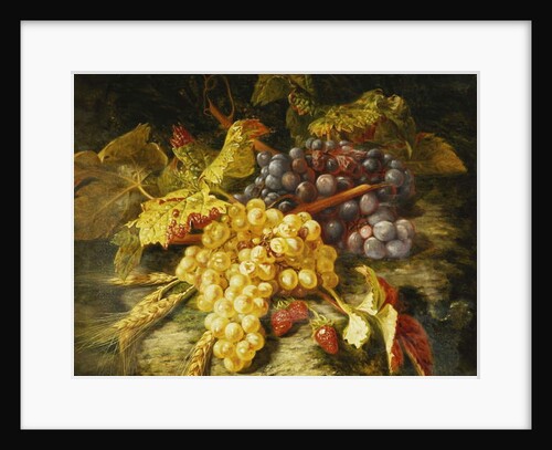 Grapes, Bearded Wheat and Strawberries on a Rocky Ledge, 1849 by Simon Saint-Jean