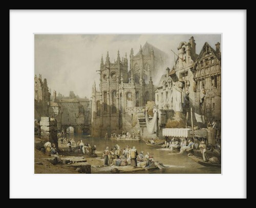 Figures on the River Banks at St. Etienne, Caen by Samuel Prout