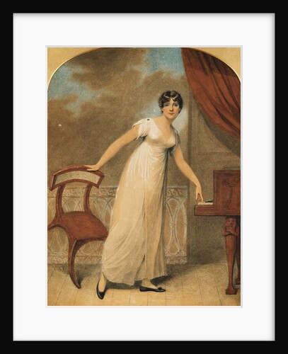 Portrait of a Lady, standing full length in a White Dress by a Piano, 1801 by Adam Buck