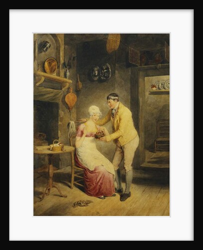 Idle Moments: a Boy Showing a Girl a Nest of Fledgelings in an Interior by Thomas Heaphy