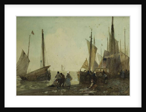 Unloading Fishing Boats on the Quay, Brittany by Hector Caffieri