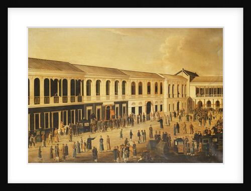 A View of the Hongs on the Waterfront at Canton, c. 1825 by School Anglo-Chinese