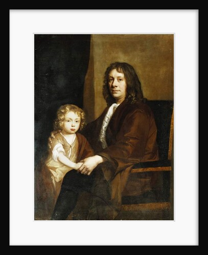 Portrait of Thomas Rowe and His Son, Seated Three-Quarter Length, the Former in a Brown Gown, the Latter in a Brown Dress and Wrap by John Riley