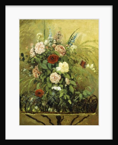 Bouquet of Flowers with a Rustic Wooden Jardiniere by Camille Pissarro
