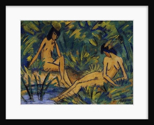 Seated Women by Water; Sitzende Madchen am Wasser, c. 1914-16 by Otto Muller or Mueller