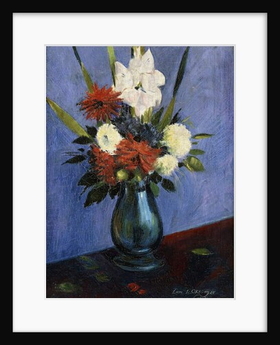 Vase of Flowers with Gladiola and Dahlias; Blumenvase mit Gladiolen und Dahlien by Oskar Schlemmer