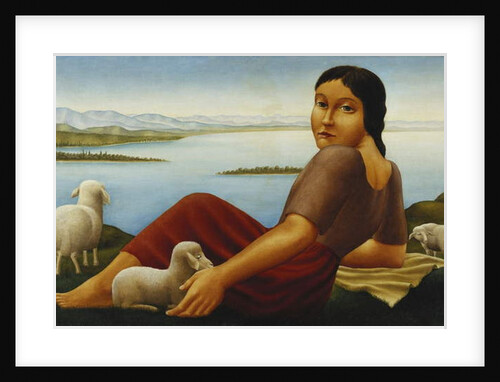 Girl with Sheep; Madchen mit Schafen, 1923 by Georg Schrimpf