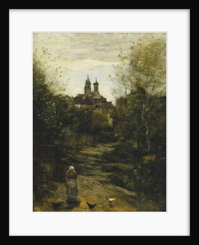 Semur, The Way to Church; Semur, Le Chemin de l'Eglise, c. 1855-1860 and 1872-1873 by Jean Baptiste Camille Corot