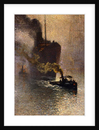 In Tow on the Thames in the Fog; Escorte sur la Tamise dans le Brouillard - Op Sleeptouw Genomen op de Theems, 1918 by Emile Claus