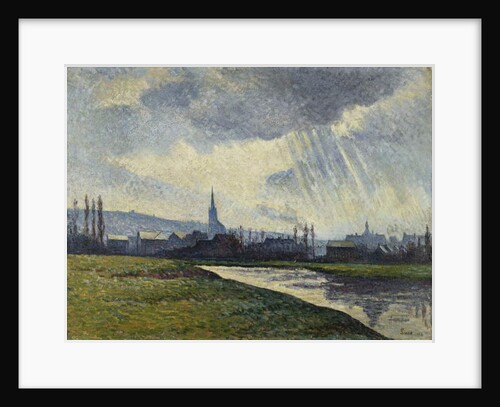 Couillet, Charleroi, Landscape Along the River; Couillet, Charleroi, Paysage au Bord de la Riviere, 1896 by Maximilien Luce