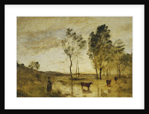 The Ford; Cows on the Edge of a Ford; Le Gue; Vaches au Bord du Gue, c.1870-1873 by Jean Baptiste Camille Corot