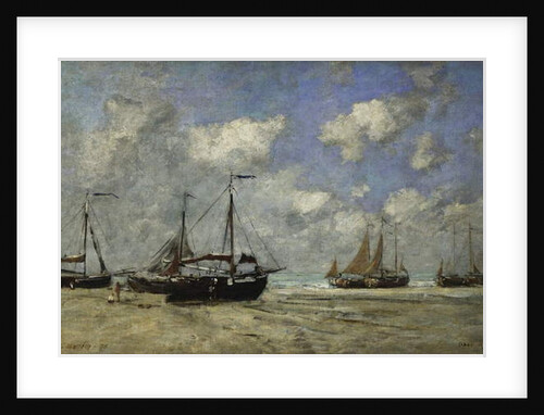 Scheveningen, Boats Run Aground on the Shore; Scheveningen, Bateaux Echoues sur la Greve, 1875 by Eugene Louis Boudin