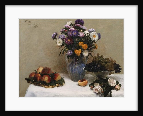 White Roses and Chrysanthemums in a Vase by Ignace Henri Jean Fantin-Latour