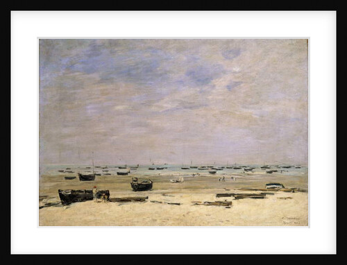 River Barges at Low Tide; Berck le Rivage a Maree Basse, 1882 by Eugene Louis Boudin