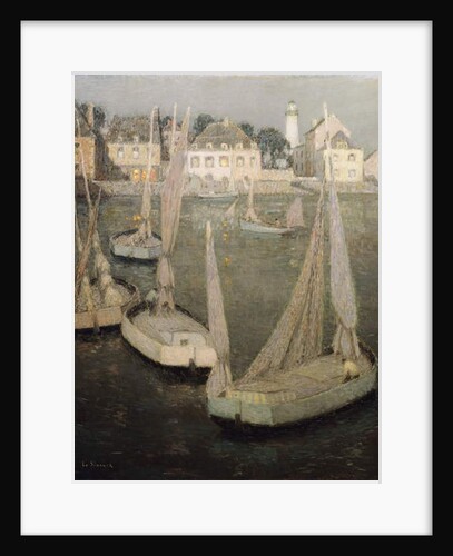 Breton Port by Moonlight by Henri Eugene Augustin Le Sidaner