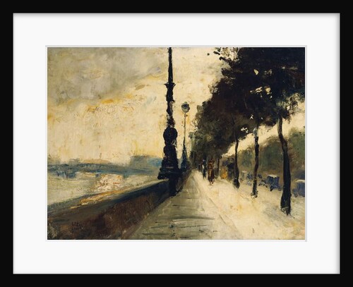 The Embankment, London; Der Uferdamm, London, 1926 by Lesser Ury