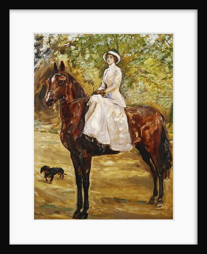 Woman in White Riding a horse; Dame im weissen Reitkleid zu Pferde, 1910 by Max Slevogt