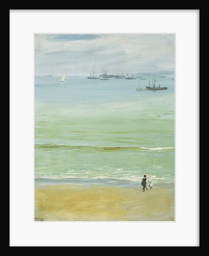 A Young Woman Pushing a Baby in a Pram by John Lavery