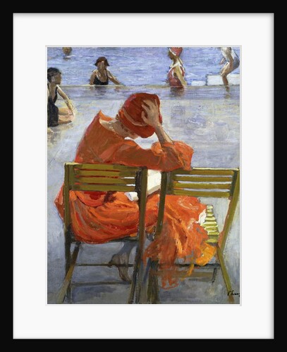 Girl in a Red Dress, Seated by a Swimming Pool, 1936 by John Lavery