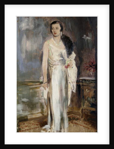 Portrait of Loelia, Duchess of Westminster, later Lady Lindsay, small full length, in Evening Dress by Glyn Warren Philpot