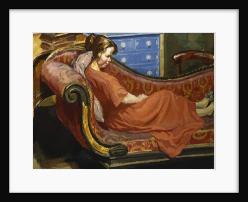 Girl Resting on a Chaise Longue, 1922 by Therese Lessore