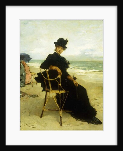 A Lady Seated on a Veranda by Francesco Miralles Galaup