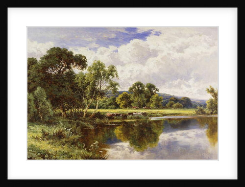 A Wooded River Landscape with Cattle by Henry Parker