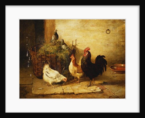 Poultry and Pigeons in an Interior, 1881 by Walter Hunt