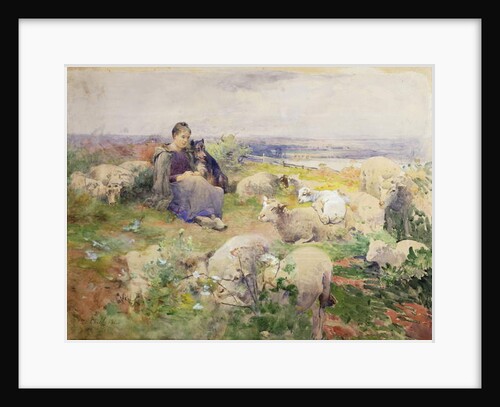 A Shepherdess with her Flock by Luigi Chialiva