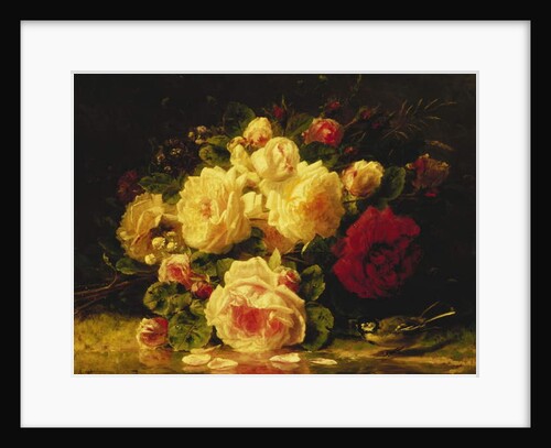 Roses with a Blue Tit by a Stream by Jean Baptiste Robie