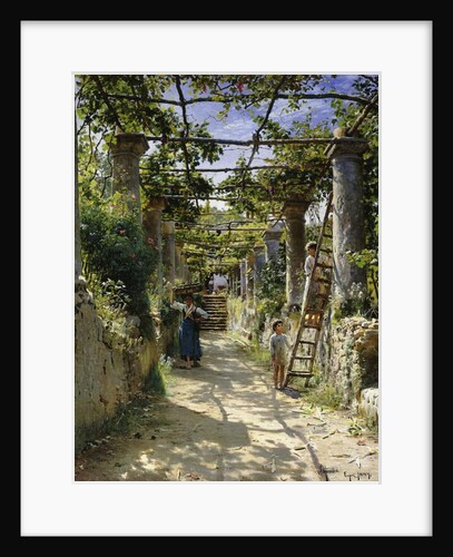 In the Shadow of an Italian Pergola, A Warm Afternoon in Anacapri, 1884 by Peder Monsted