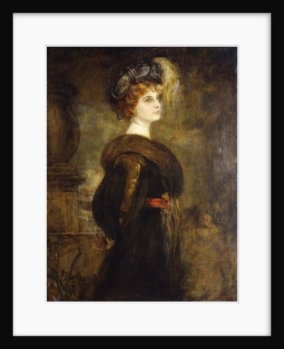 Portrait of a Lady, standing three-quarter length by Franz Seraph von Lenbach