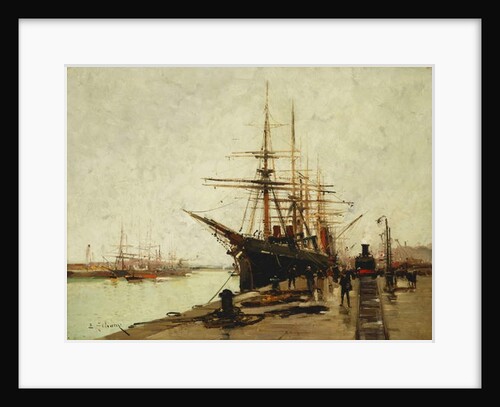 A Harbour, by Eugene (1854-1941) Galien-Laloue