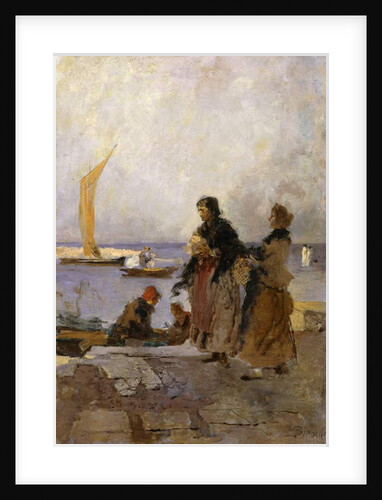 On the Quay at Chioggia; Sul molo di Chioggia by Mose Bianchi
