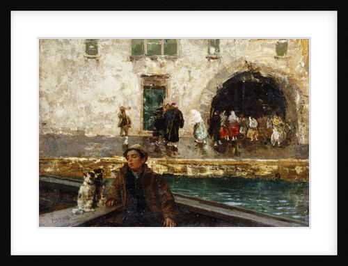 A Boy in a Boat in a Canal by Mose Bianchi