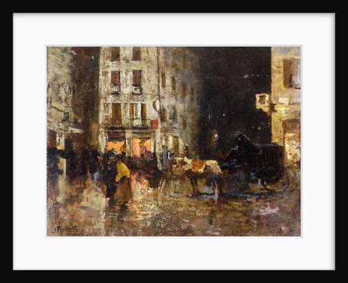 A Street Scene at Night by Mose Bianchi