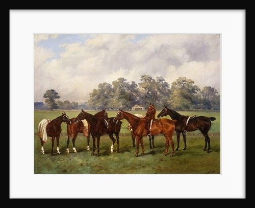 A Group of Polo Ponies, Dainty, Gold, Redskin, Miss Edge, and Piper, the Property of Sir Humphrey de Trafford, Bart, 1895 by Henry Frederick Lucas-Lucas