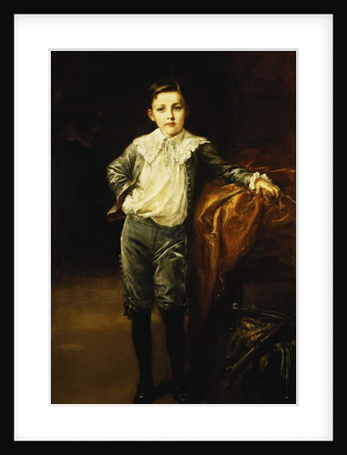 Portrait of a Master Eckstein, Standing full length, Leaning on a Draped Chest, 1902 by Frederich August Kaulbach