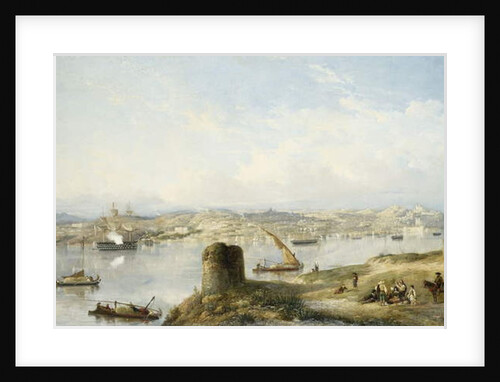 An Extensive View of Lisbon on the River Tejo with the Praca do Terreiro do Paco, the Old Cathedral and the Castelo de S. Jorge by John or Giovanni (follower of) Schranz