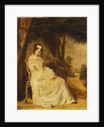 Portrait of Mary Freer Seated Small Full Length on a Garden Seat by William Powell Frith