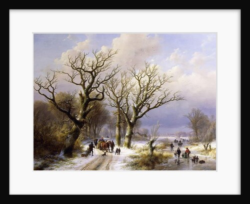 A Wooded Winter Landscape with Figures, 1863 by E.J. & Klombeck J.B. Verboeckhoven