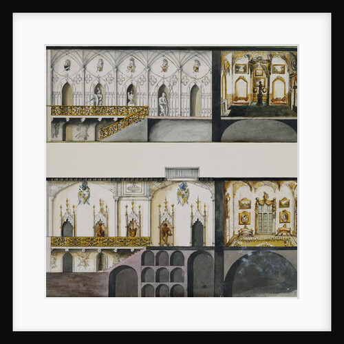 Alternative Projects for the Hall, Gallery and Drawing - Room at Charleville Castle: Sections by Charles William Bury