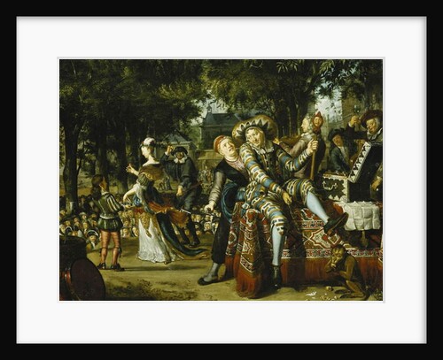 A Troop of Actors Performing Before a Crowd by Matthys Naiveu