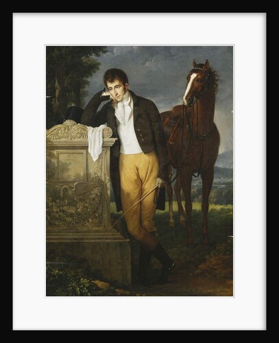 Portrait of Don Luigi Grimaldi, Prince of Santa Cruce, Marquis de Pietro Vajrana de Monaco et Genes, Leaning on the Tomb of His Fiancee Fanny, Marquise de Grimaldi, 1804 by Francois Xavier Fabre