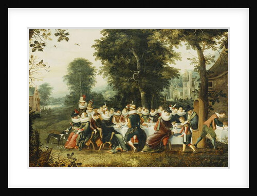 Elegant Figures Seated at a Banquet Table in a Wooded Clearing by Christoffel Jacobsz van der Lamen